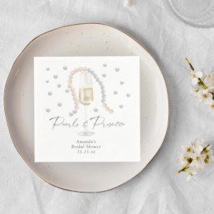 Serviette En Papier Perles & Prosecco - douche nuptiale