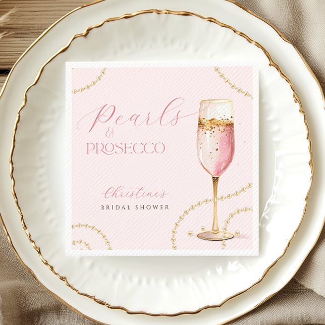Serviette En Papier Perles Prosecco Rose Gold Mariage (Créateur téléchargé)