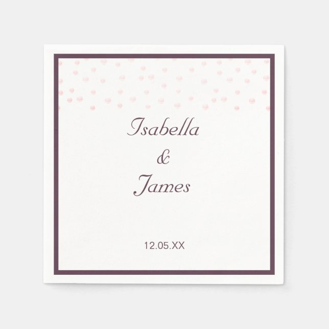 Serviette En Papier Perles Rose Gold Mariage (Devant)