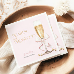 Serviette En Papier Perles roses et bow de prosecco pour enterrement d