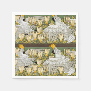 Serviette En Papier Perroquet Cacatoès Vert Sauge Vintage Art Magnolia