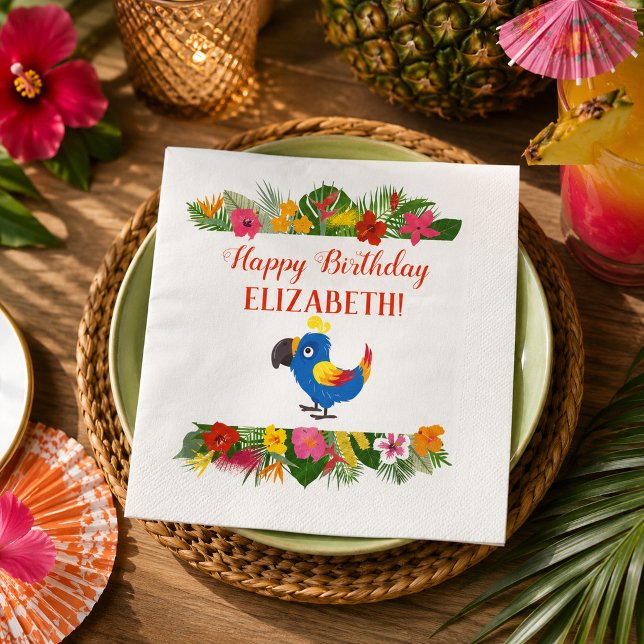 Serviette En Papier Perroquet d'anniversaire tropical (Créateur téléchargé)