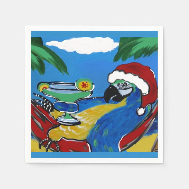 SERVIETTE EN PAPIER PERROQUET DE FÊTE (Devant)