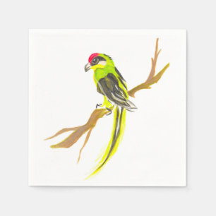 Serviette En Papier Perroquet sur une branche. Peinture d'aquarelle