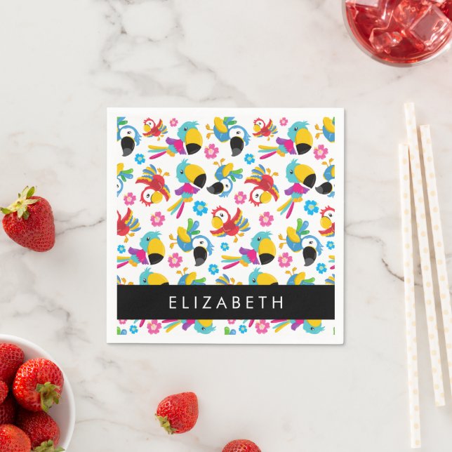 Serviette En Papier Perroquets colorés, perroquets tropicaux, Votre No (En situation)