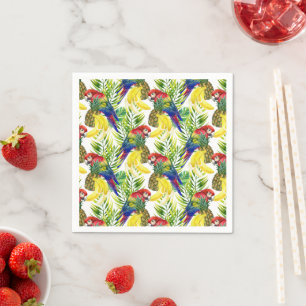Serviette En Papier Perroquets Et Fruits Tropicaux