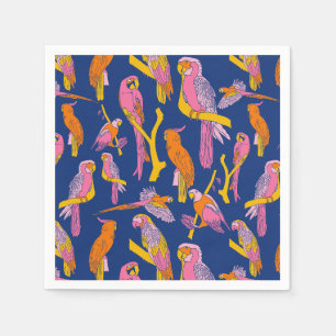 Serviette En Papier Perroquets tropicaux sur la marine
