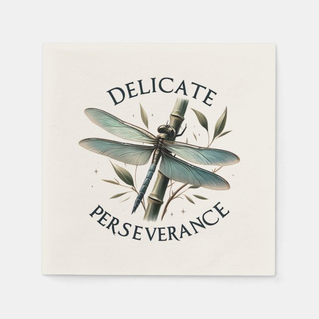 Serviette En Papier Persévérance délicate - libellule artistique (Devant)