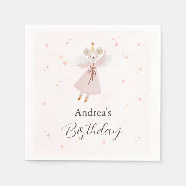 Serviette En Papier Persinalized Pastel Pink Baby Mouse Cute Napkin (Devant)