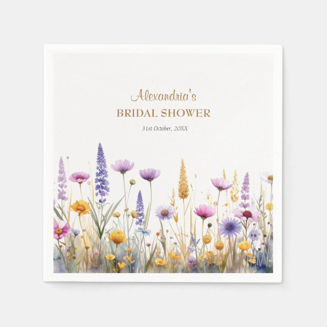 Serviette En Papier Personalise Bridal Shower Wildflowers (Devant)