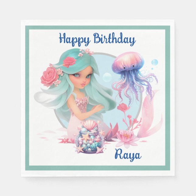 Serviette En Papier Personalize Mermaid Party  (Devant)