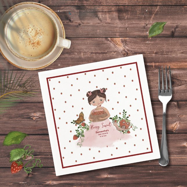 Serviette En Papier Personalized Berry Sweet Baby Shower  (Personalized Berry Swee Baby Shower Napkins)