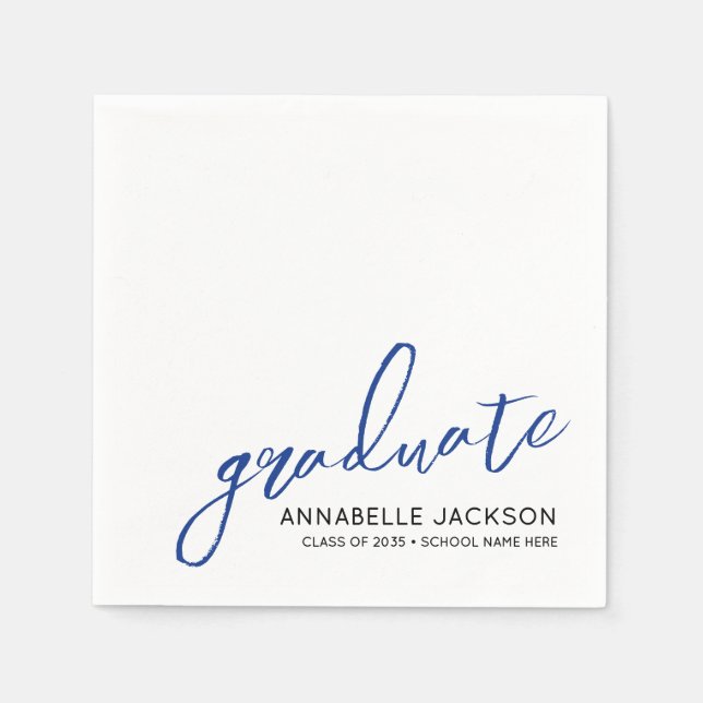 Serviette En Papier Personalized Blue Graduation Napkins (Devant)