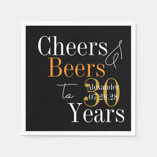 Serviette En Papier Personalized Cheers and Beers 30th Birthday Party (Devant)