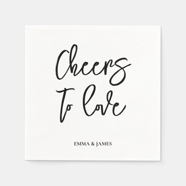 Serviette En Papier Personalized Cheers Wedding Rustic Hand lettering  (Devant)