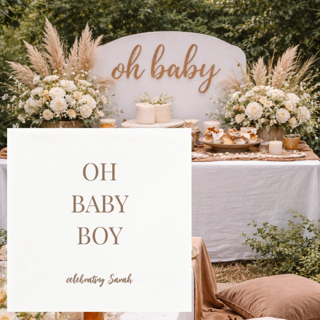 Serviette En Papier Personalized Cocoa Brown Baby Boy Shower Napkins (Créateur téléchargé)