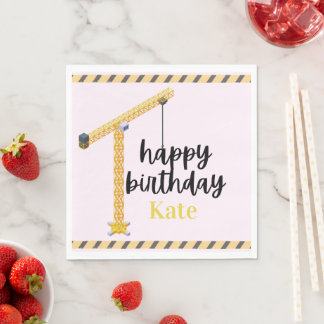 Serviette En Papier Personalized Construction Birthday Napkins