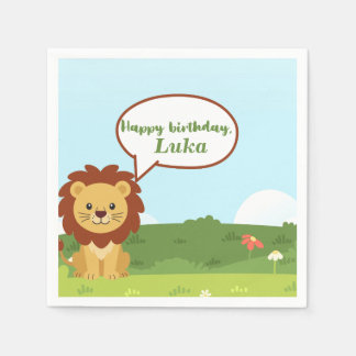 Serviette En Papier Personalized Custom Lion Birthday Napkins for Kids