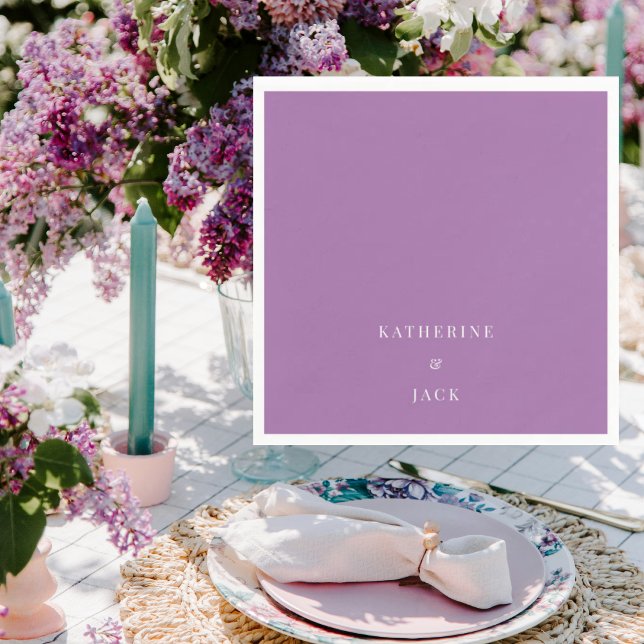 Serviette En Papier Personalized Dark Lavender Wedding Cocktail (Créateur téléchargé)