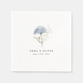 Serviette En Papier Personalized Dusty Blue Watercolor Wedding Napkins