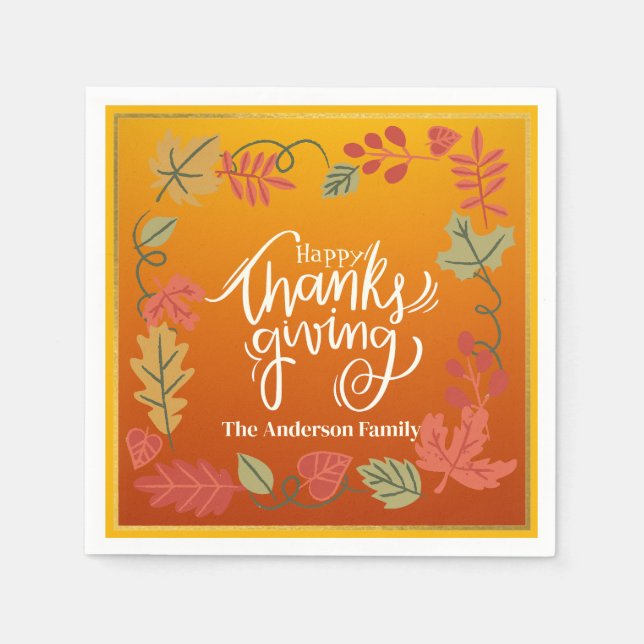 Serviette En Papier Personalized Fall Party Table Decor Thanksgiving (Devant)