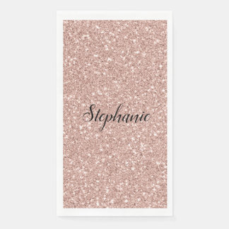 Serviette En Papier Personalized Faux Rose Gold Glitter