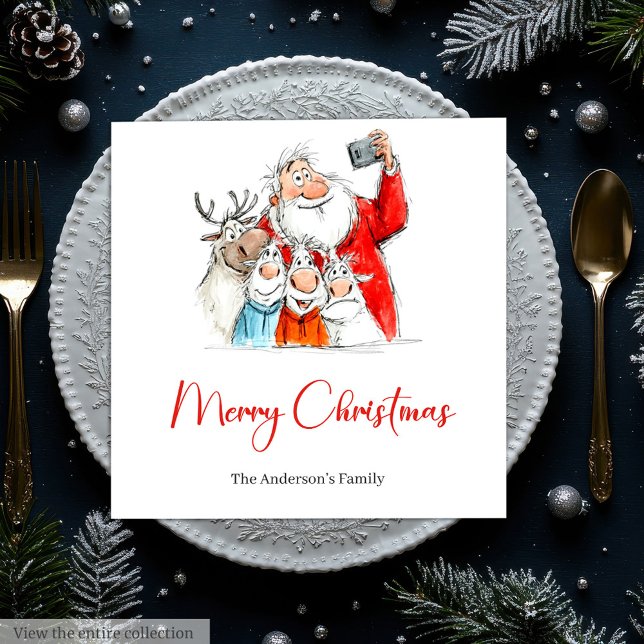 Serviette En Papier Personalized Funny Santa Christmas Dinner Napkins (Personalized Funny Santa Christmas Dinner Napkins)