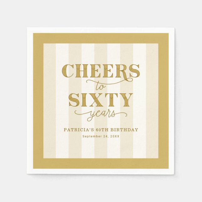 Serviette En Papier Personalized Gold 60th Birthday Party Paper Napkin (Devant)