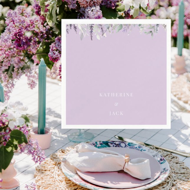 Serviette En Papier Personalized Lavender Foliage Wedding Cocktail (Créateur téléchargé)