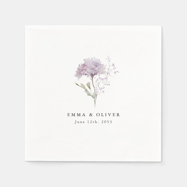 Serviette En Papier Personalized Lavender hydrangea Watercolor Wedding (Devant)