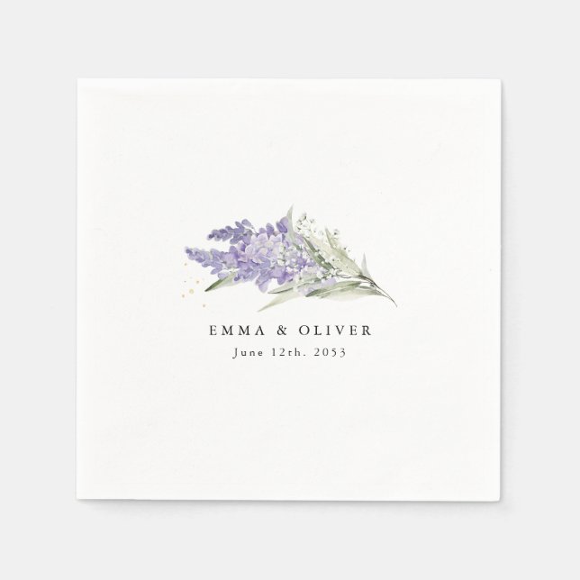 Serviette En Papier Personalized Lavender & Sage Green Floral Wedding (Devant)