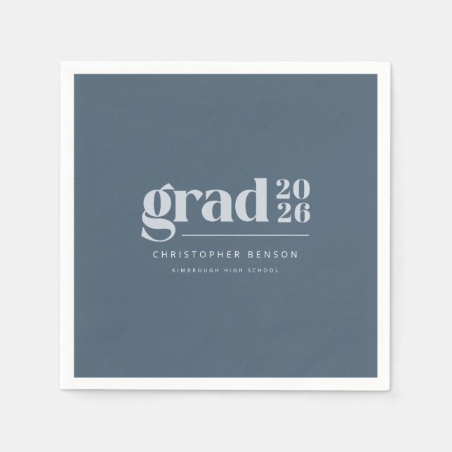 Serviette En Papier Personalized Modern Slate Blue 2026 Graduation (Devant)