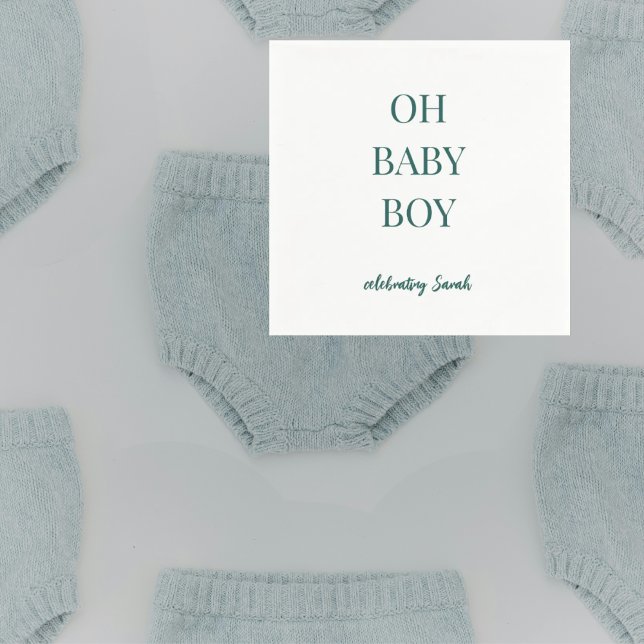 Serviette En Papier Personalized Moody Blue-Green Baby Boy Shower (Créateur téléchargé)