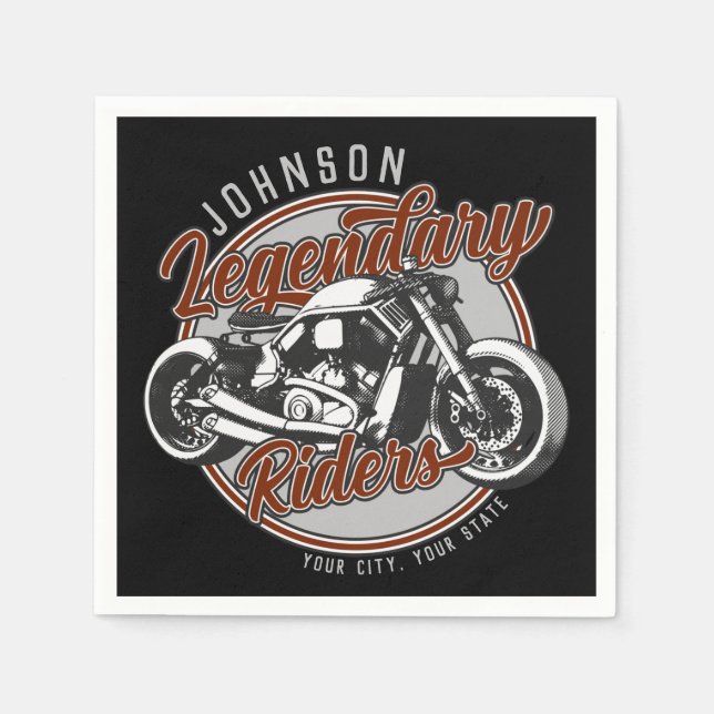 Serviette En Papier Personalized Motorcycle Legendary Rider Biker (Devant)
