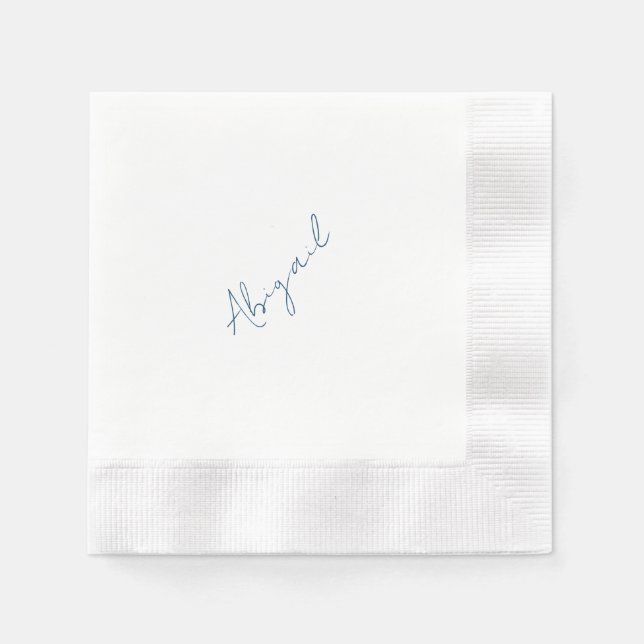 Serviette En Papier Personalized Name Teal Bridal Shower Coined  (Devant)
