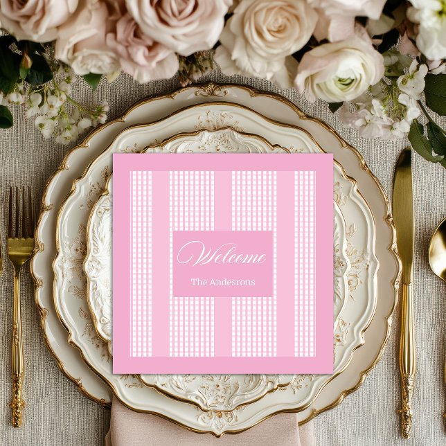 Serviette En Papier Personalized Pink Napkins Chic Modern Table Set (Personalized Pink Napkins Chic Modern Table Set)