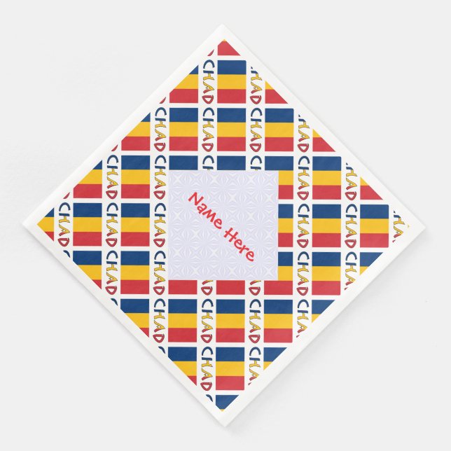 Serviette En Papier Personalized Red Name Chad Flag Tiled (Coin)