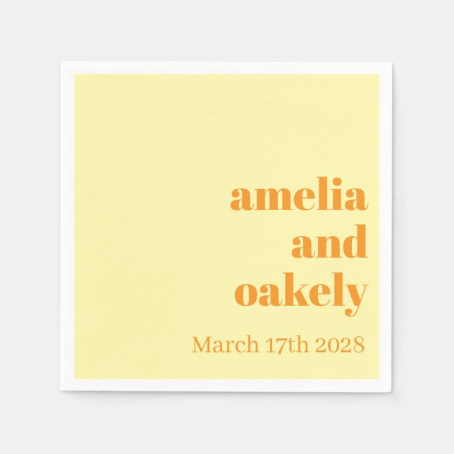 Serviette En Papier Personalized Simple Modern Minimal Mono Wedding  (Devant)