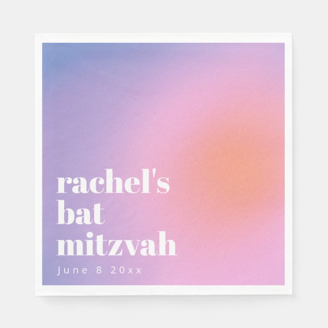 Serviette En Papier Personalized Trendy Lavender Purple Bat Mitzvah (Devant)
