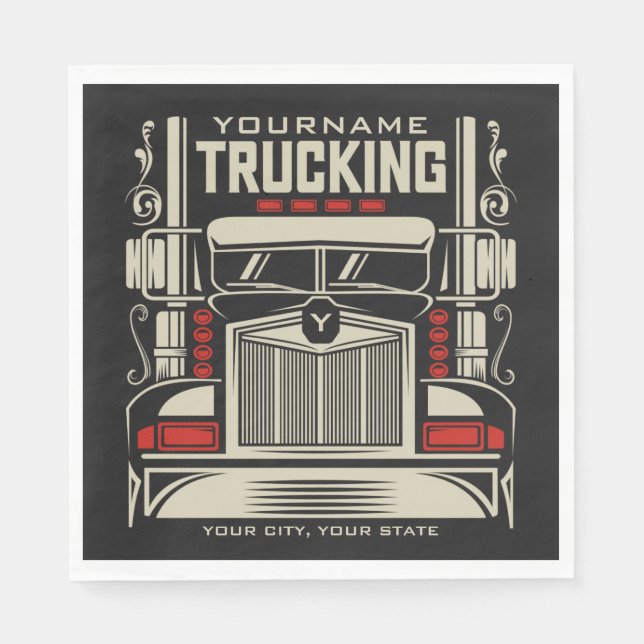 Serviette En Papier Personalized Trucking 18 Wheeler BIG Trucker (Devant)