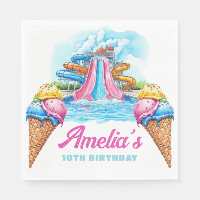 Serviette En Papier Personalized Waterpark Party Birthday (Devant)