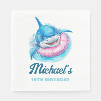 Serviette En Papier Personalized Waterpark Shark Pool Party Birthday