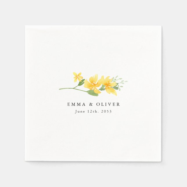 Serviette En Papier Personalized Yellow Floral Rose Wedding Napkins (Devant)