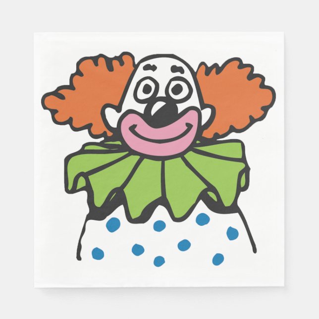 Serviette En Papier Personnage de clown fantaisiste avec cheveux orang (Devant)