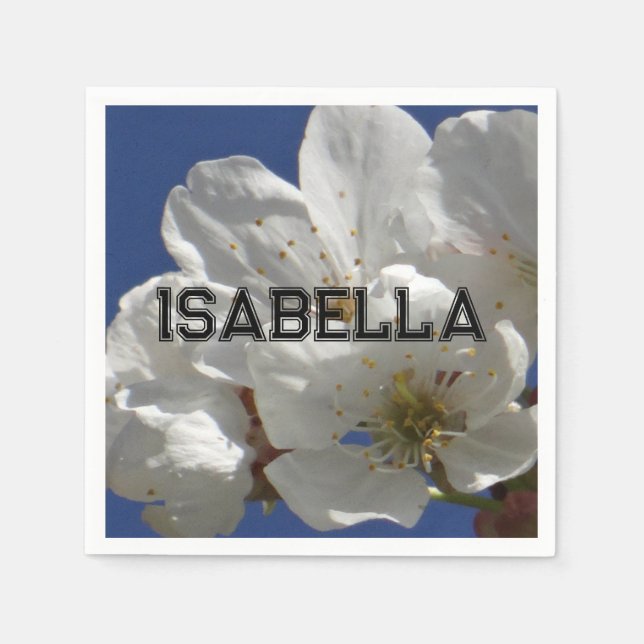 Serviette en papier personnalisable avec fleurs (Devant)