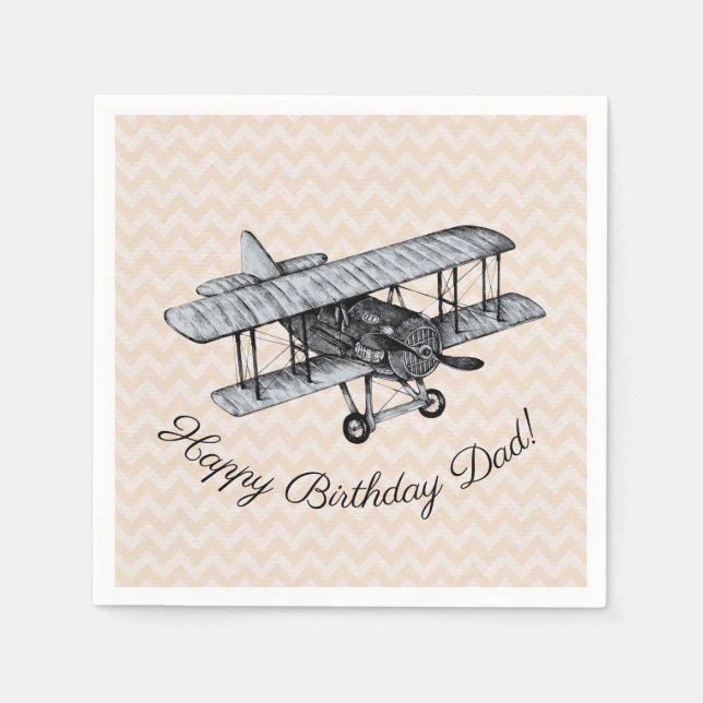 Serviette En Papier Personnalisable Biplane vintage (Devant)