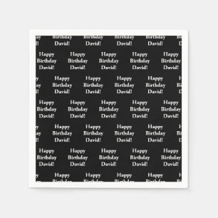 Serviette En Papier Personnalisable Joyeux Texte d'anniversaire   Noir