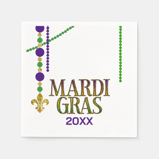Serviette en papier personnalisable Mardi Gras (Devant)