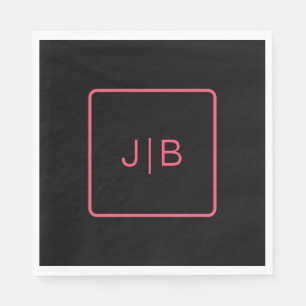 Serviette En Papier Personnalisable noir et rose