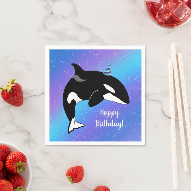 Serviette En Papier Personnalisable Orca Killer Whale Anniversaire (En situation)